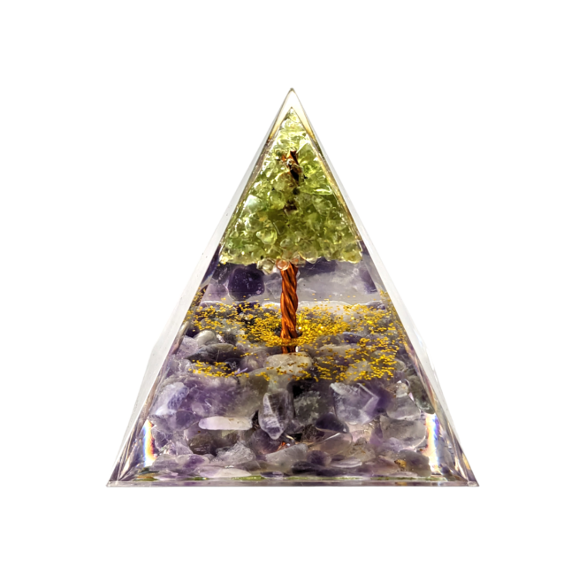 Piramida orgonitowa Ametyst i perydot Drzewo życia