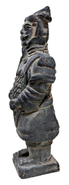 Posąg wojownika z czarnej terakoty 12 cm