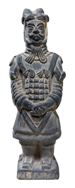 Posąg wojownika z czarnej terakoty 12 cm