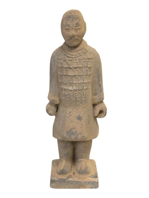 Antyczna kolorowa figurka rycerza z terakoty 20 cm