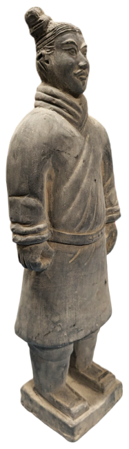 Posąg wojownika z czarnej terakoty 25 cm