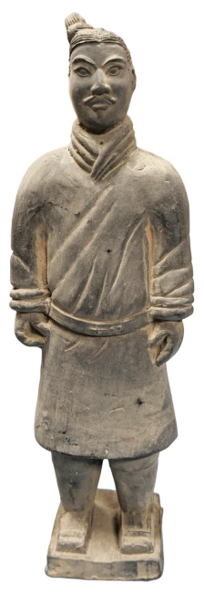 Posąg wojownika z czarnej terakoty 25 cm