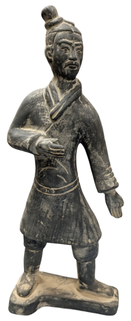 Statua wojownika piechoty z czarnej terakoty 35 cm