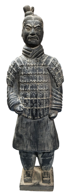 Posąg wojownika z czarnej terakoty 50 cm