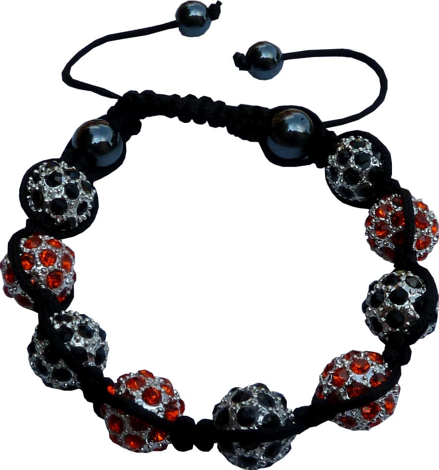 Shamballa 9 kamieni w kolorze pomarańczowym i czarnym