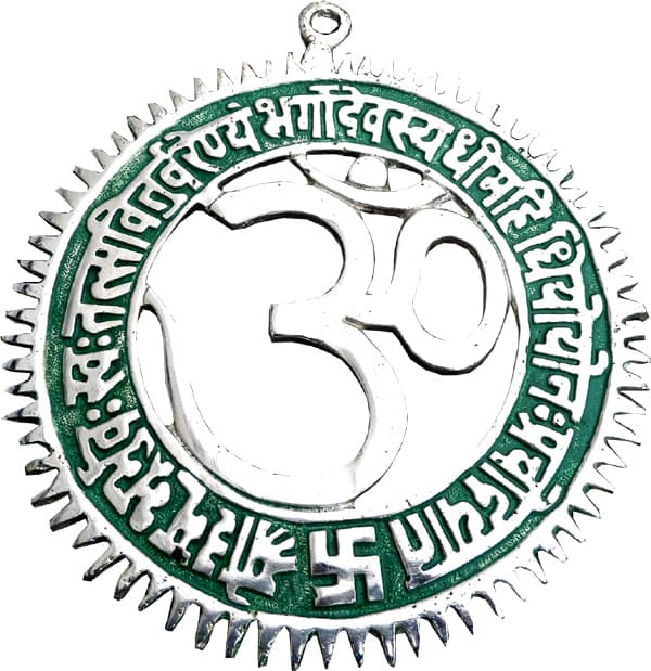 Om color gayatri mantra białe aluminium 12,5 cm