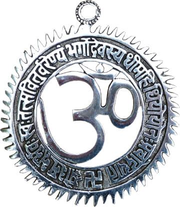 Om color gayatri mantra białe aluminium 12,5 cm