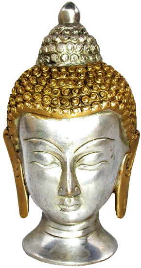 Głowa Buddy z mosiądzu tybetańskiego 2 kolory 11cm