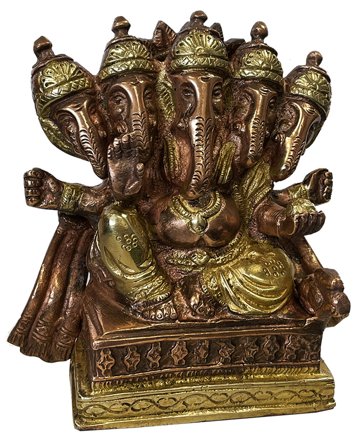 Ganesh 5 mosiężnych główek 2 kolory 12cm