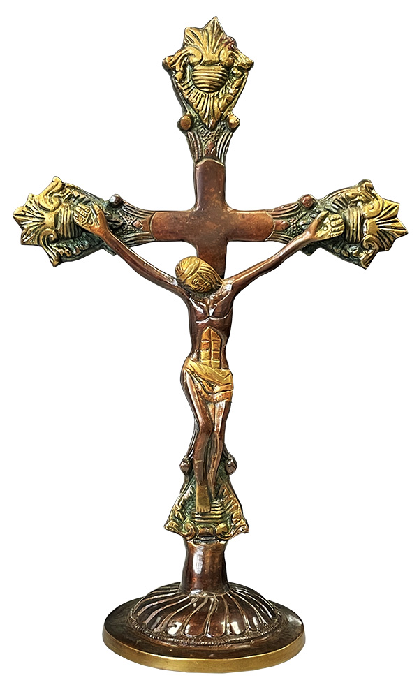 Jezus na mosiężnym krzyżu 27cm