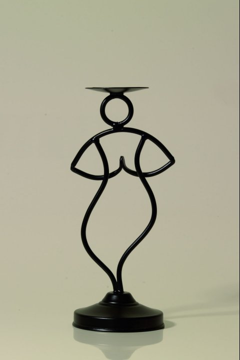 Świecznik metalowy z podstawą w kształcie tancerki, 27cm