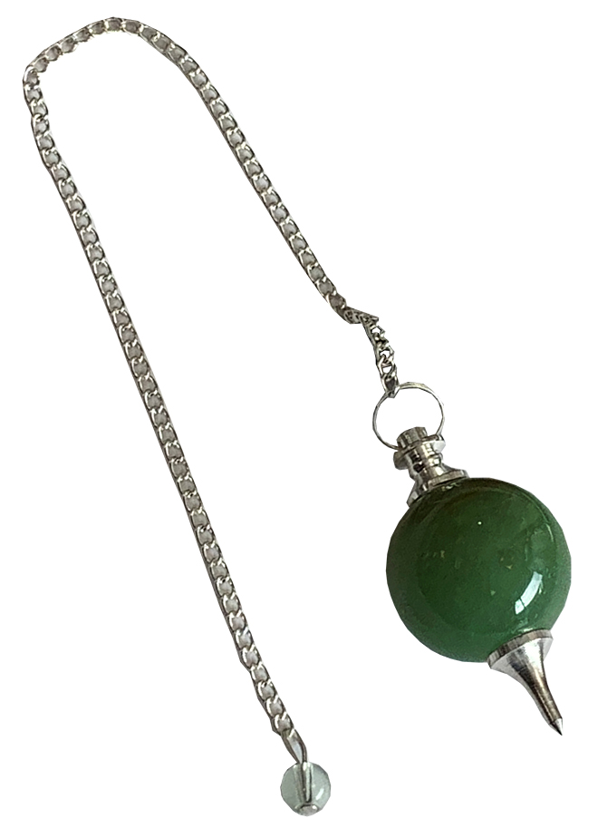 Wahadło w kształcie zielonej jadeitowej kuli o średnicy 4 cm