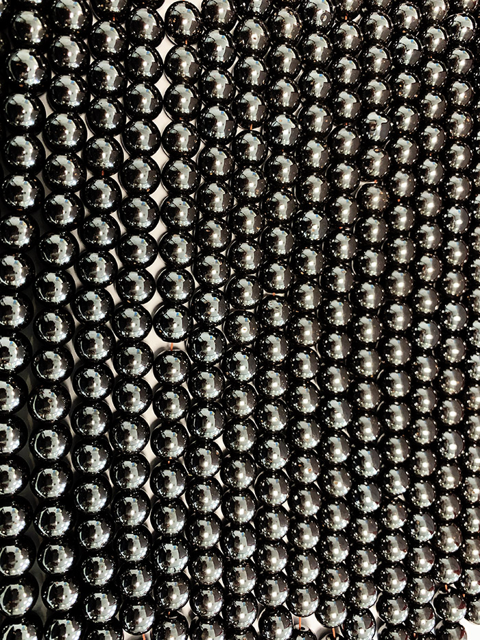 Koraliki hematytowe okrągłe o średnicy 10mm na drucie 40cm