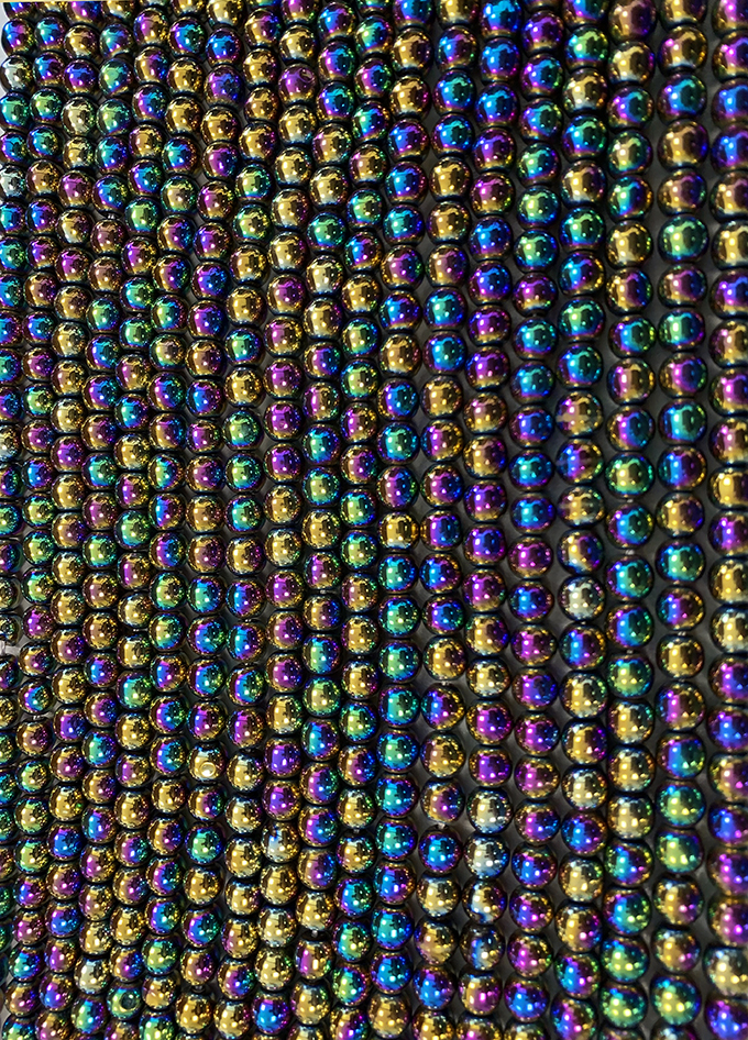 Hematyt Rainbow A okrągłe koraliki o średnicy 6mm na drucie 40cm