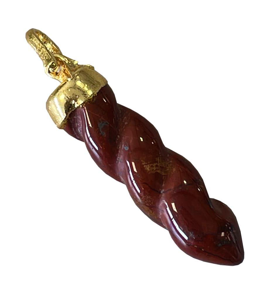 Pendentif Jaspe Rouge métal torsadé