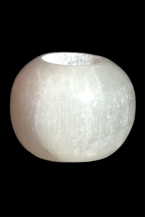 Polerowany okrągły świecznik z selenitu 7cm 700g