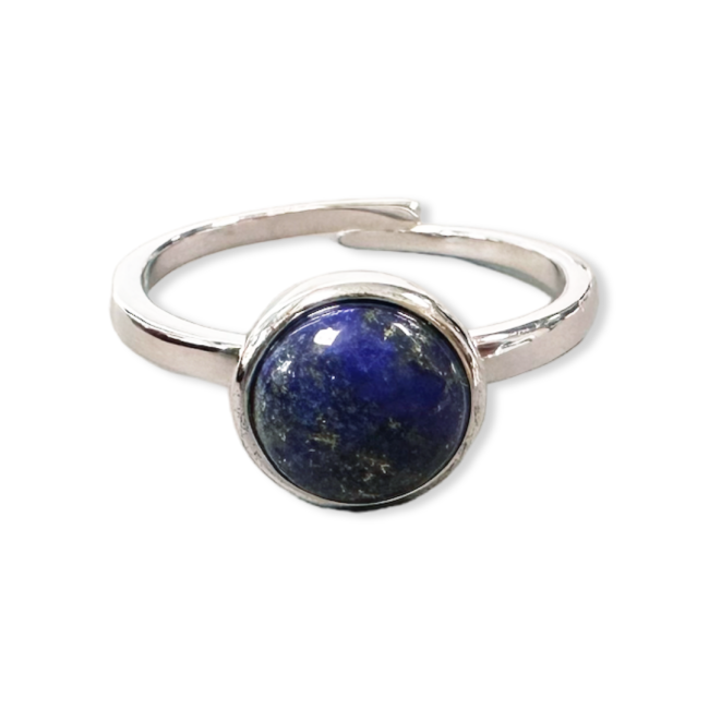 Srebrny pierścionek 925 Regulowany okrągły Lapis Lazuli AAA 8mm