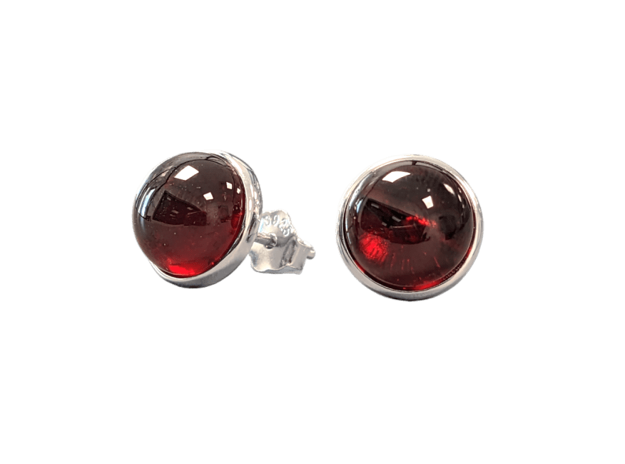 Boucles d'Oreilles Argent 925 Grenat Rouge AAA 8mm