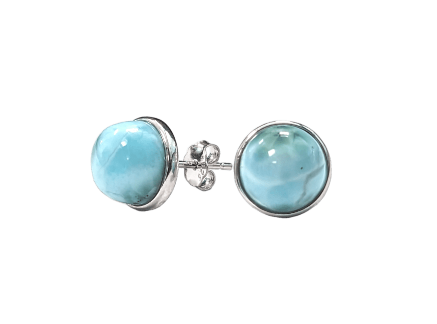 Boucles d'Oreilles Argent 925 Larimar AA 8mm