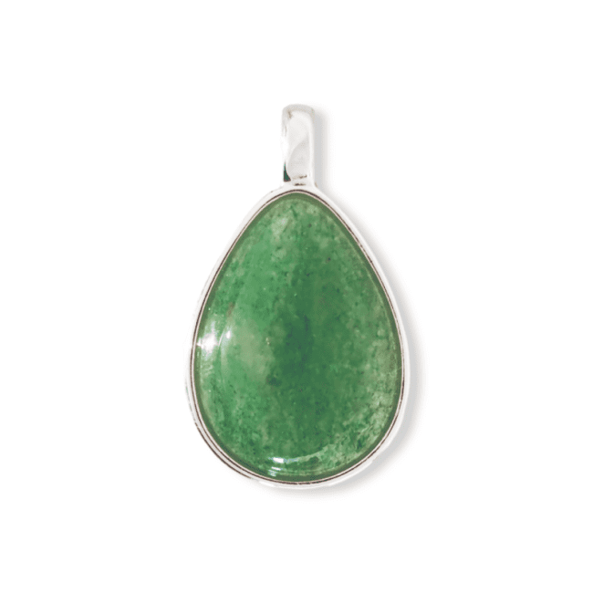 Pendentif Goutte Argent 925 Aventurine Verte A 23.5mm