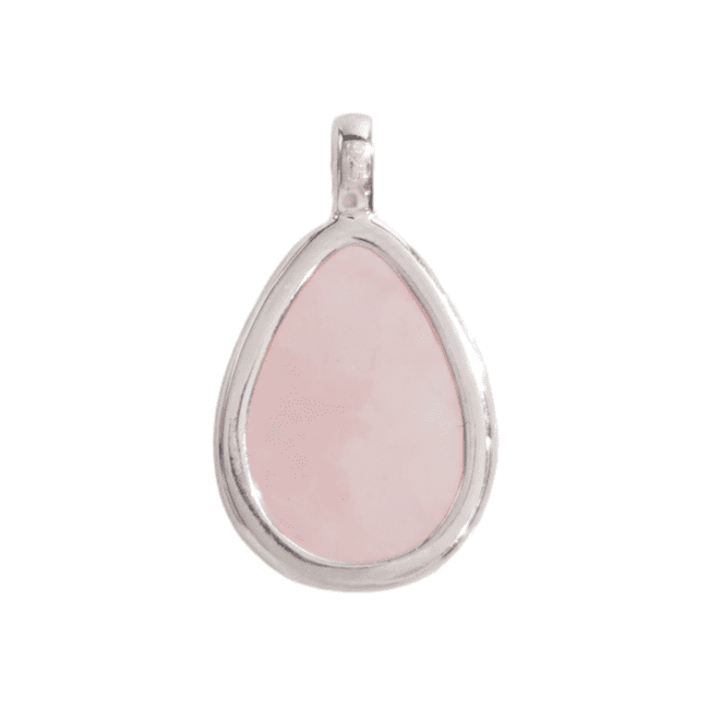 Pendentif Goutte Argent 925 Quartz Rose AA 23.5mm