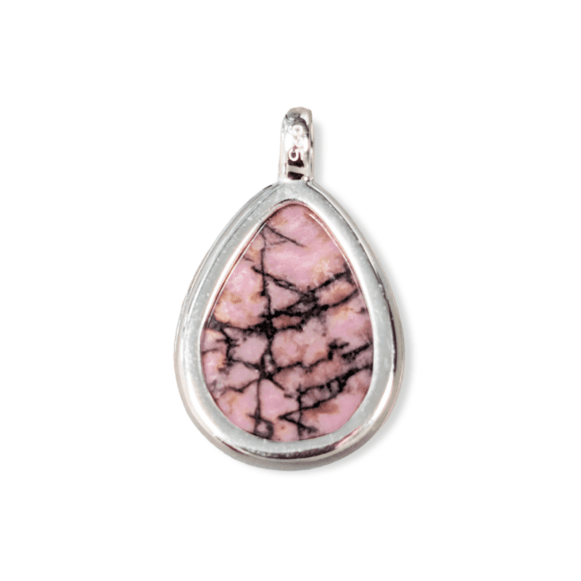 Pendentif Goutte Argent 925 Rhodonite A 23.5mm