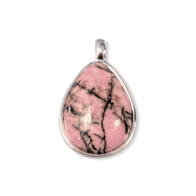 Pendentif Goutte Argent 925 Rhodonite A 23.5mm