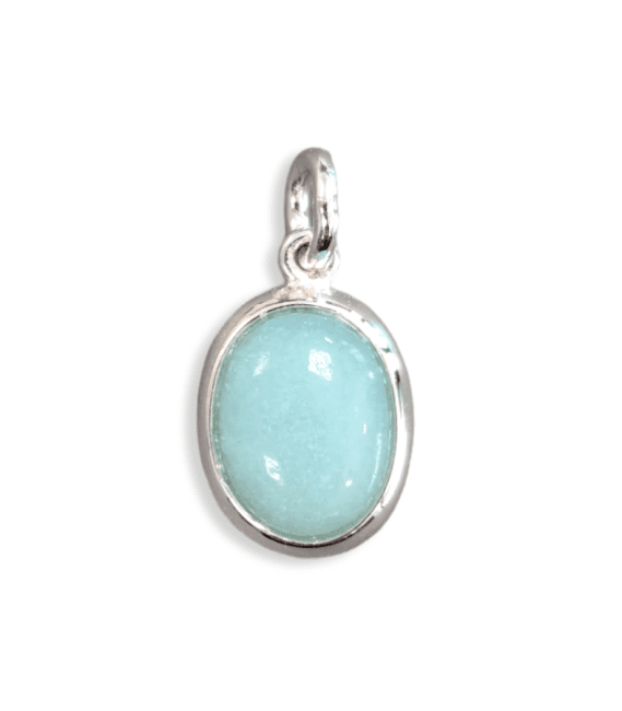 Pendentif Ovale Argent 925 Amazonite AA 13mm