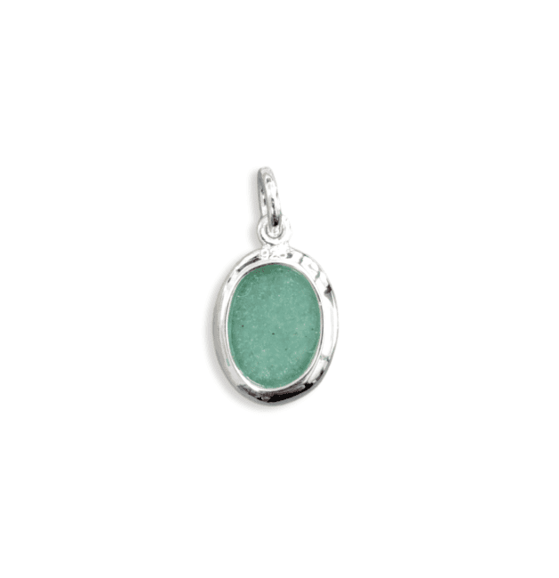 Pendentif Ovale Argent 925 Aventurine Verte A 13mm