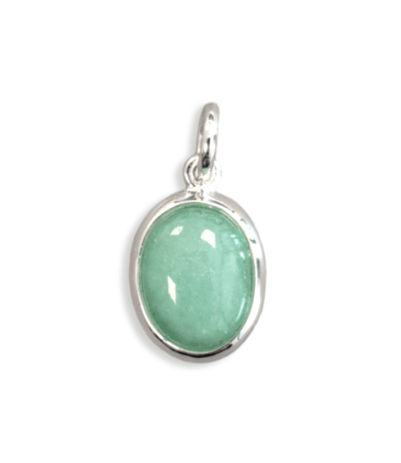 Pendentif Ovale Argent 925 Aventurine Verte A 13mm