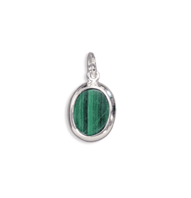 Pendentif Ovale Argent 925 Malachite AAA 13mm