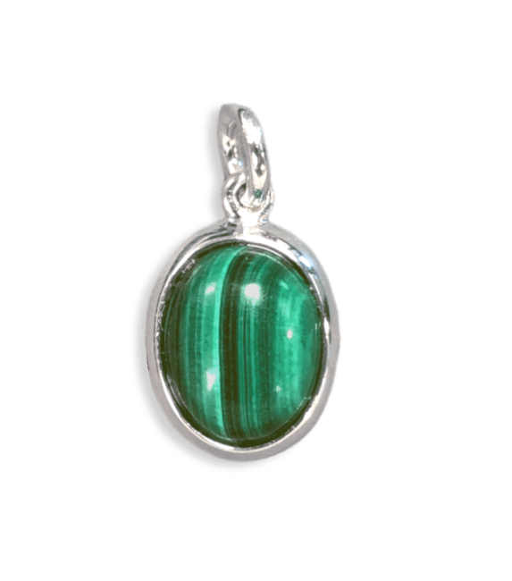 Pendentif Ovale Argent 925 Malachite AAA 13mm