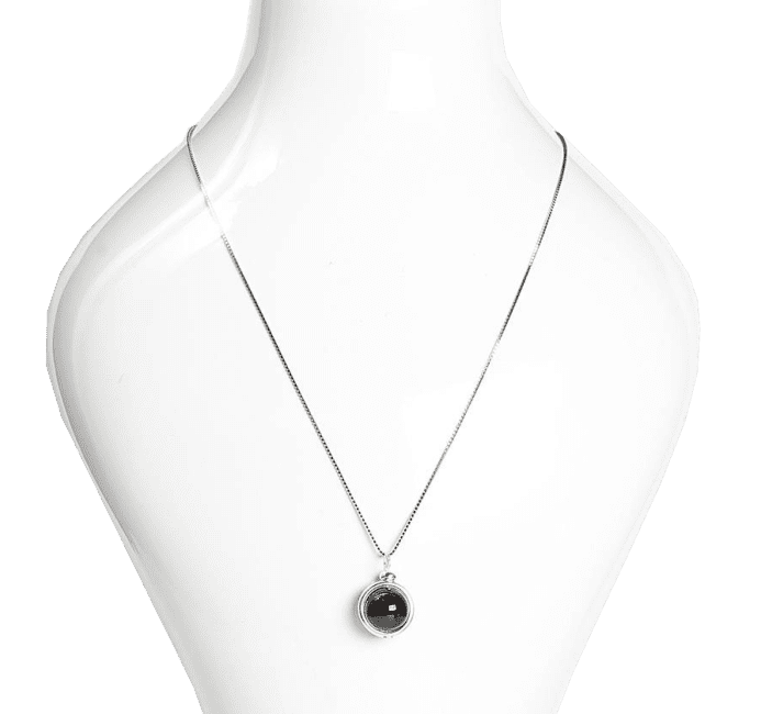 Collier Argent 925 avec Pendentif Boule Grenat Rouge AA 10mm