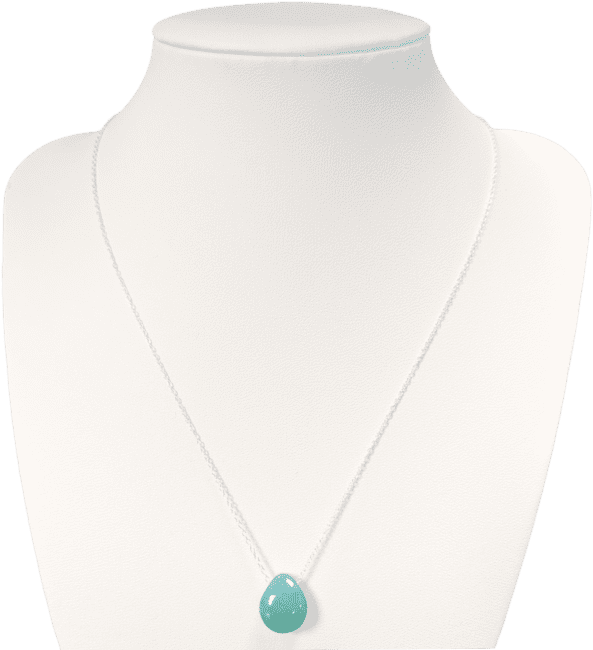 Colliers Argent 925 Pierre Percée Amazonite AA 14mm