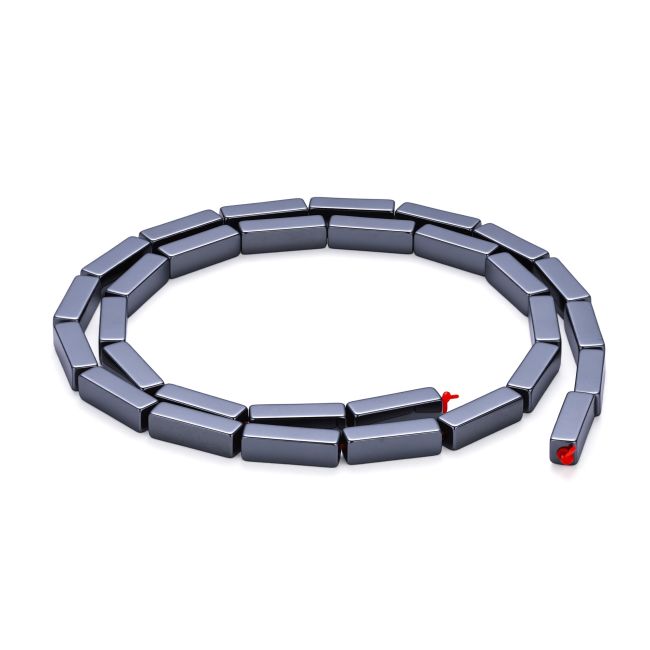 Prostokątne koraliki dystansowe z hematytu – 3,7×12,4 mm