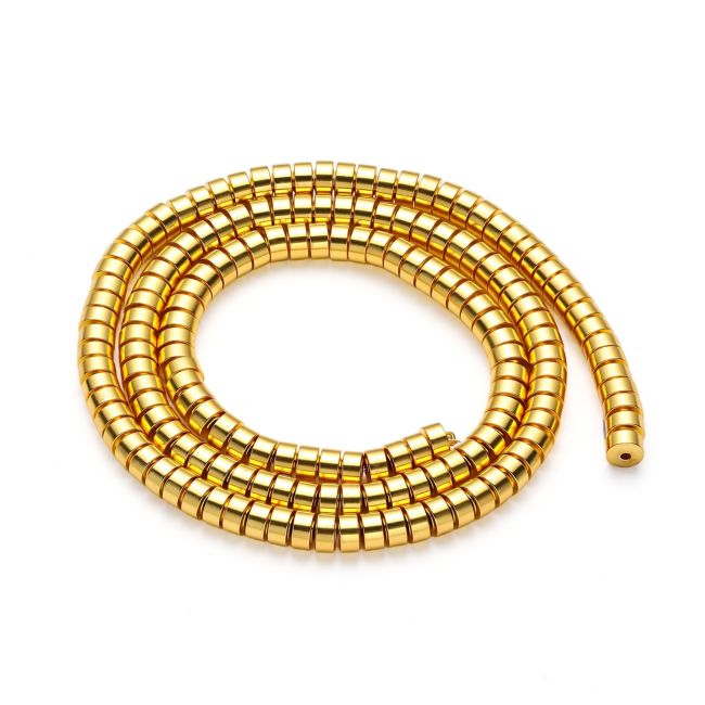 Złote koraliki dystansowe z hematytu – 3×1 mm