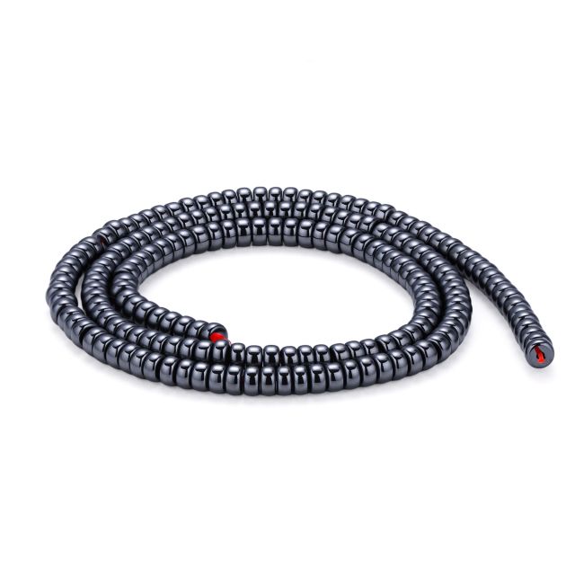 Krótkie cylindryczne koraliki dystansowe z hematytu – 4×2 mm