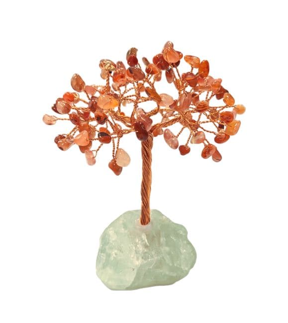 Arbre de Vie Agate Rouge sur Druse Fluorite Verte 12-13cm