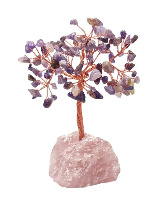 Ametyst Drzewo Życia na druzie z kwarcu różowego 12-13 cm