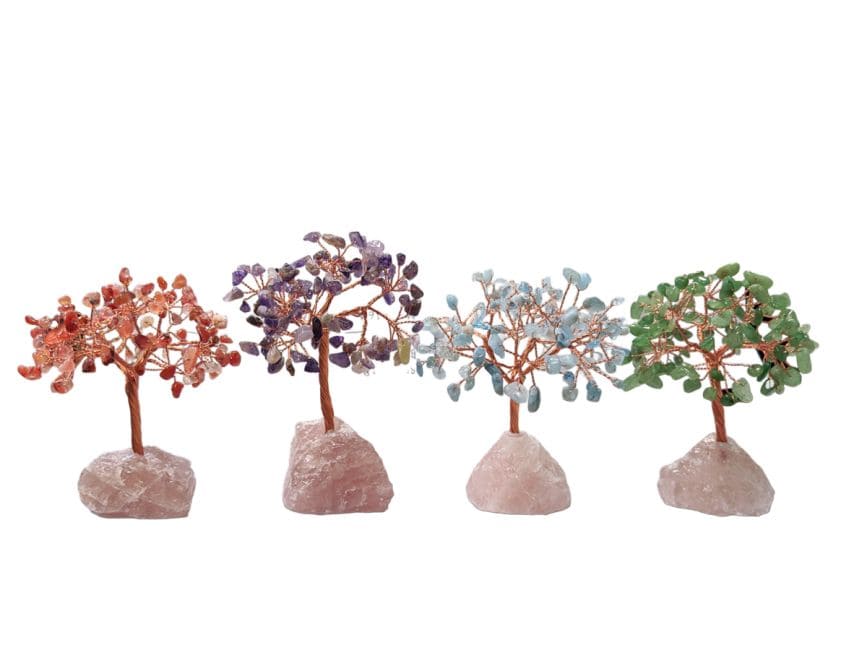 Arbre de Vie Aventurine Verte sur Druse Quartz Rose 12-13cm