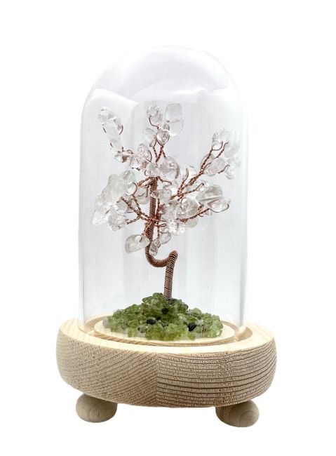 Kryształ górski Drzewo Życia pod kopułą z pudełkiem