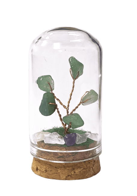 Arbre de Vie Aventurine Verte sous Cloche en Verre 5.8cm