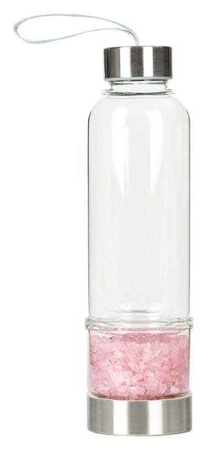Butelka z kryształkami kwarcu różowego
