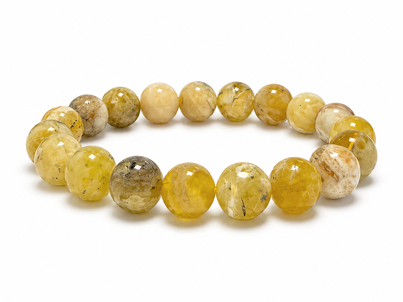 Bransoletka Opal Żółty A koraliki 10mm