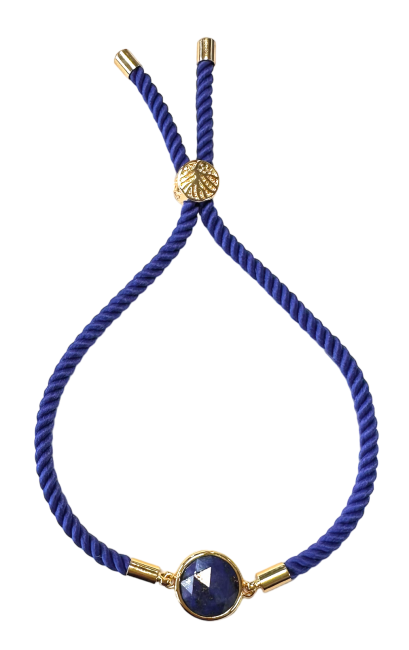 Okrągła bransoletka z fasetowanego lapisu lazuli z mosiężnej liny 12 mm