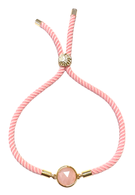 Bransoletka z fasetowanej okrągłej mosiężnej liny z kwarcu różowego 12 mm