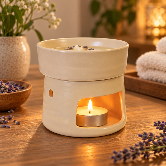 kadzidło i Jasnobeżowy Kadzielniczka Ceramiczna 9,3 cm|pl