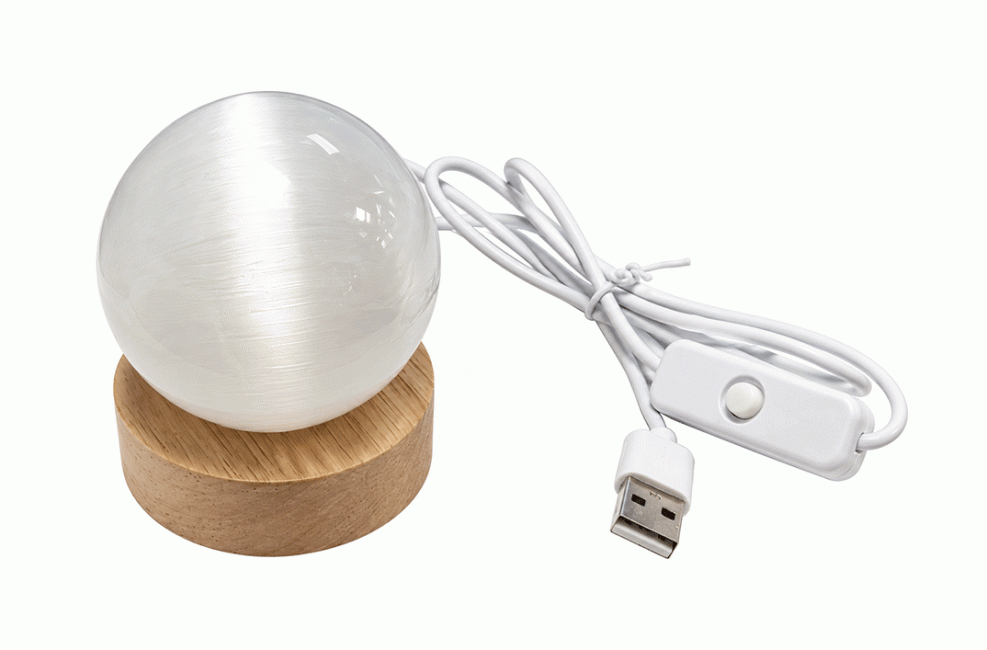 kadzidło i Zestaw 6 Kul Selenitowych 6 cm z Wielokolorowymi Podstawkami LED USB|pl