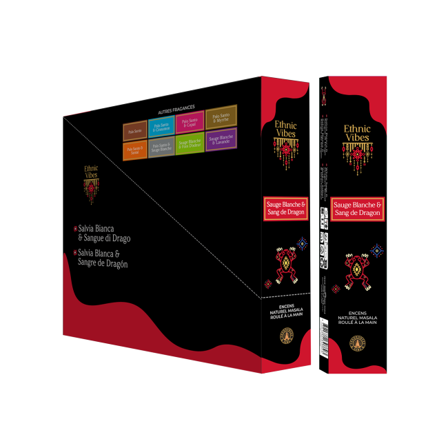 kadzidło i Kadzidełka Ethnic Vibes, zapachy i aromaty, biała szałwia i smocza krew, masala, 15 g