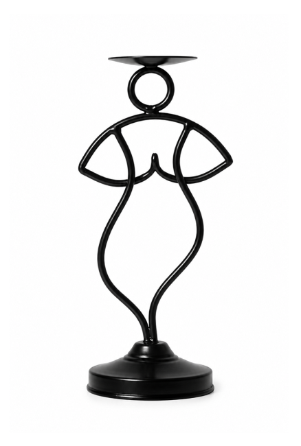 kadzidło i Czarny Metalowy Świecznik Sylwetka Tancerki 27cm